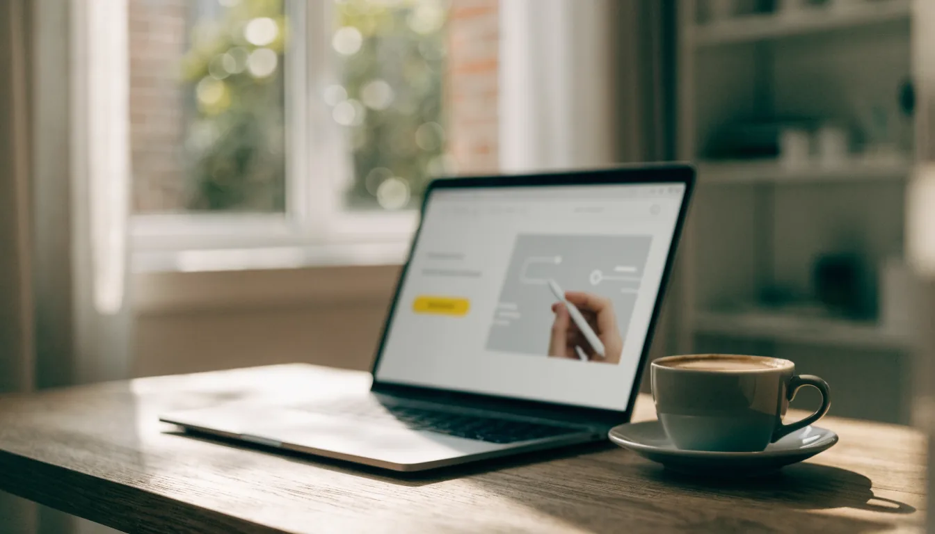 Moderne Website mit steigender Anfragen-Kurve auf einem Laptop